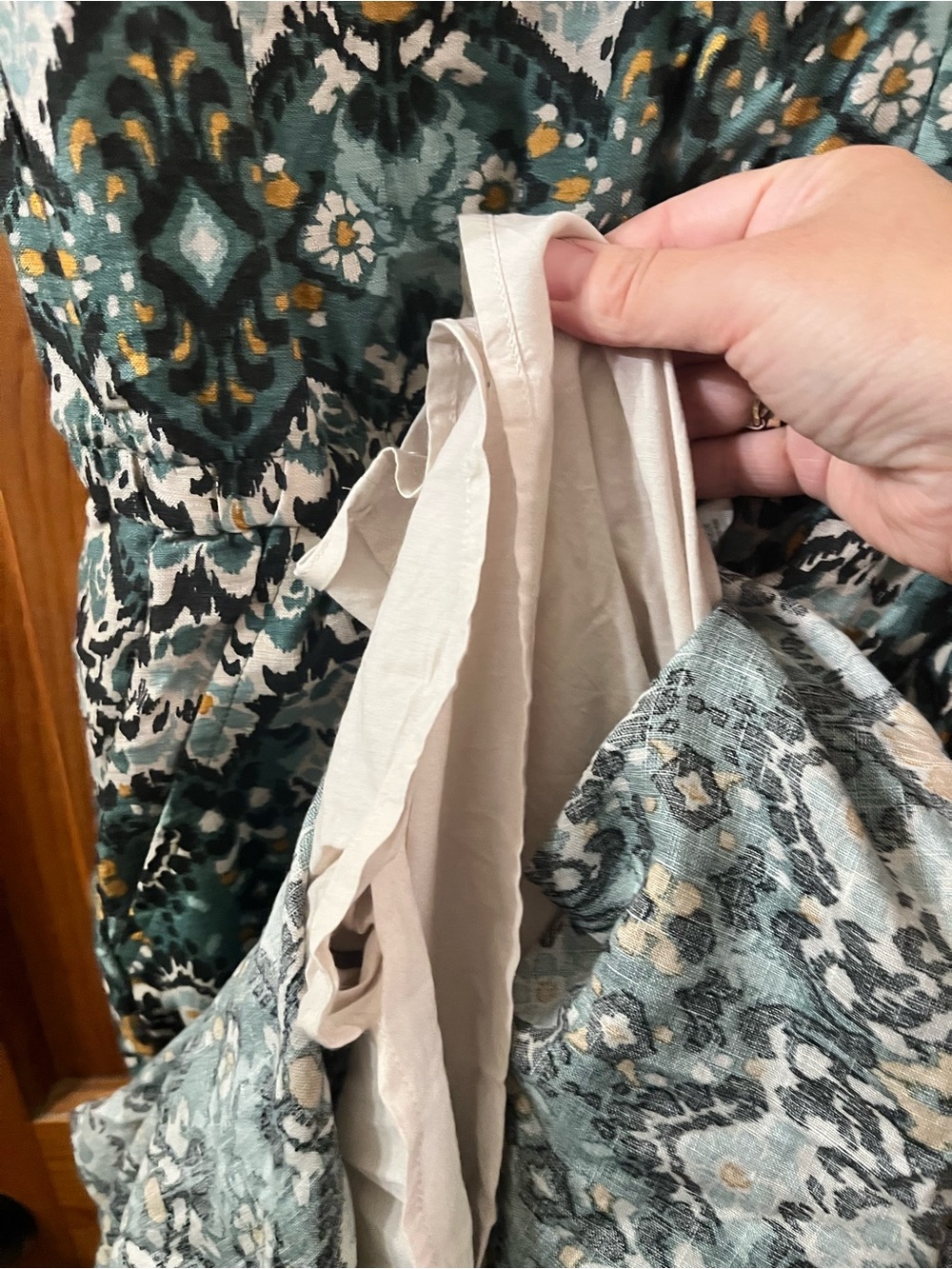 Garnet Hill Linen Maxi Dress 8 Green Side Slits Pockets Lagenlook Granola - Picture 8 of 11
